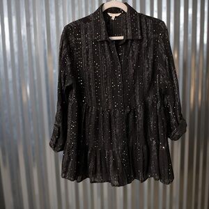 Black and Silver Sparkle Top